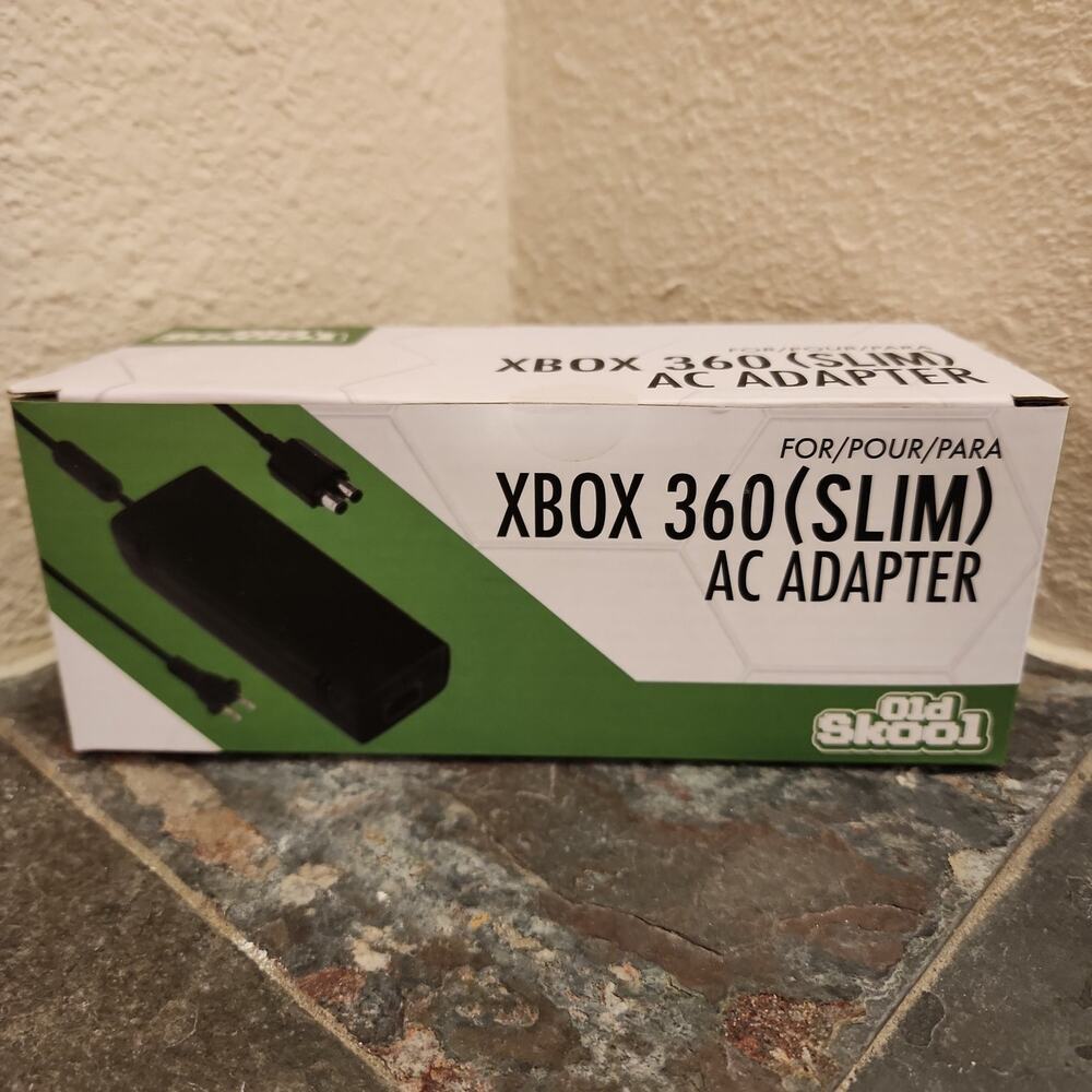 Xbox 360 AC Adapter (Slim), 2nd Model Xbox 360 (NEW) - Old Skool